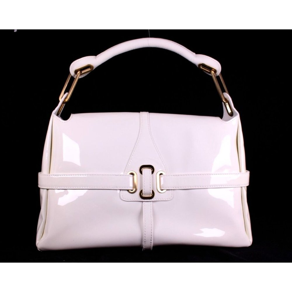 Jimmy Choo Pale Yellow Glossy Leather Shoulder Bag with Gold Hardware